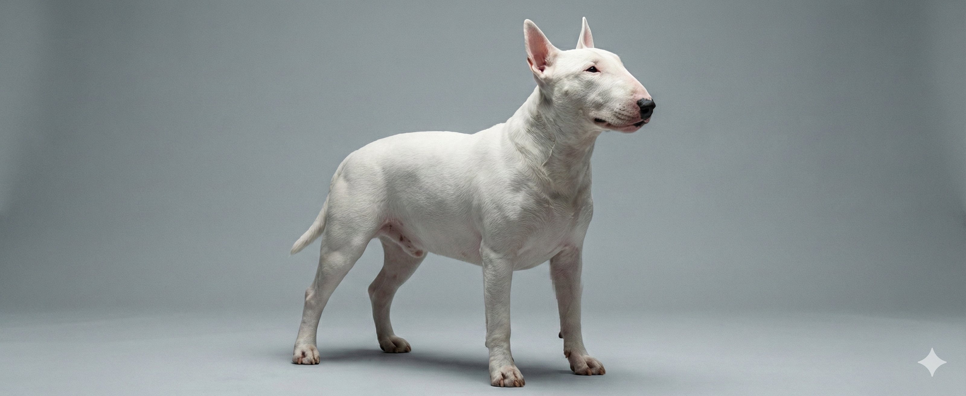 特徴的な卵型の顔をしたブル・テリア