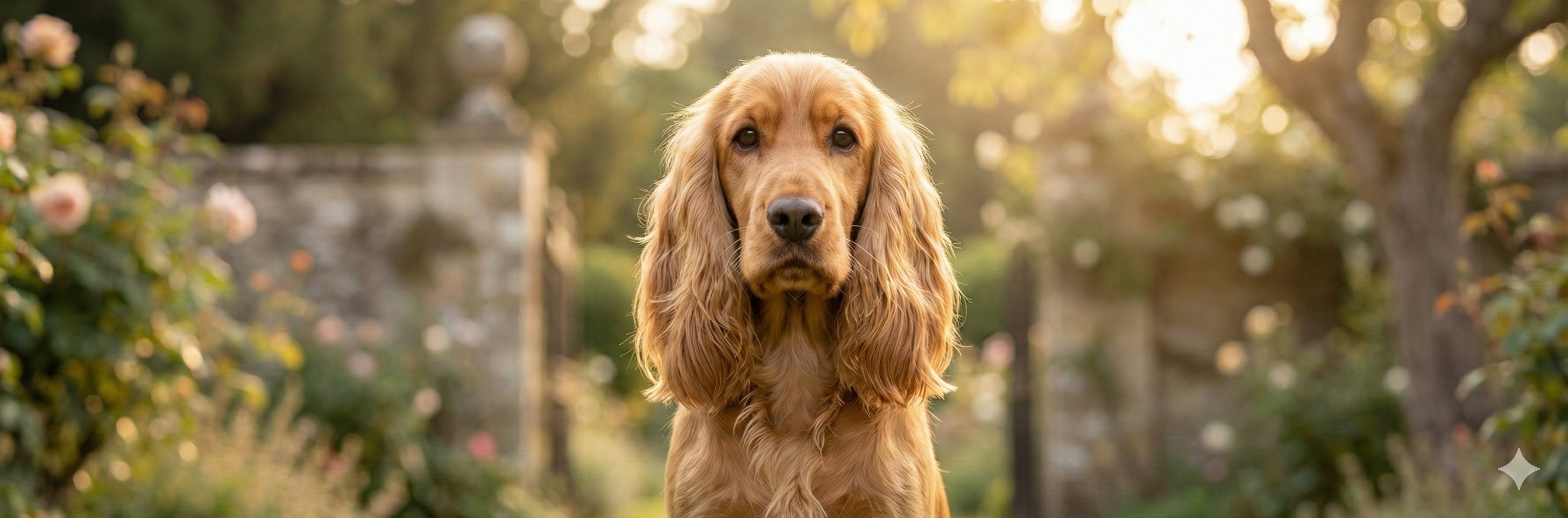 陽光の中で優雅に佇むイングリッシュ・コッカー・スパニエル