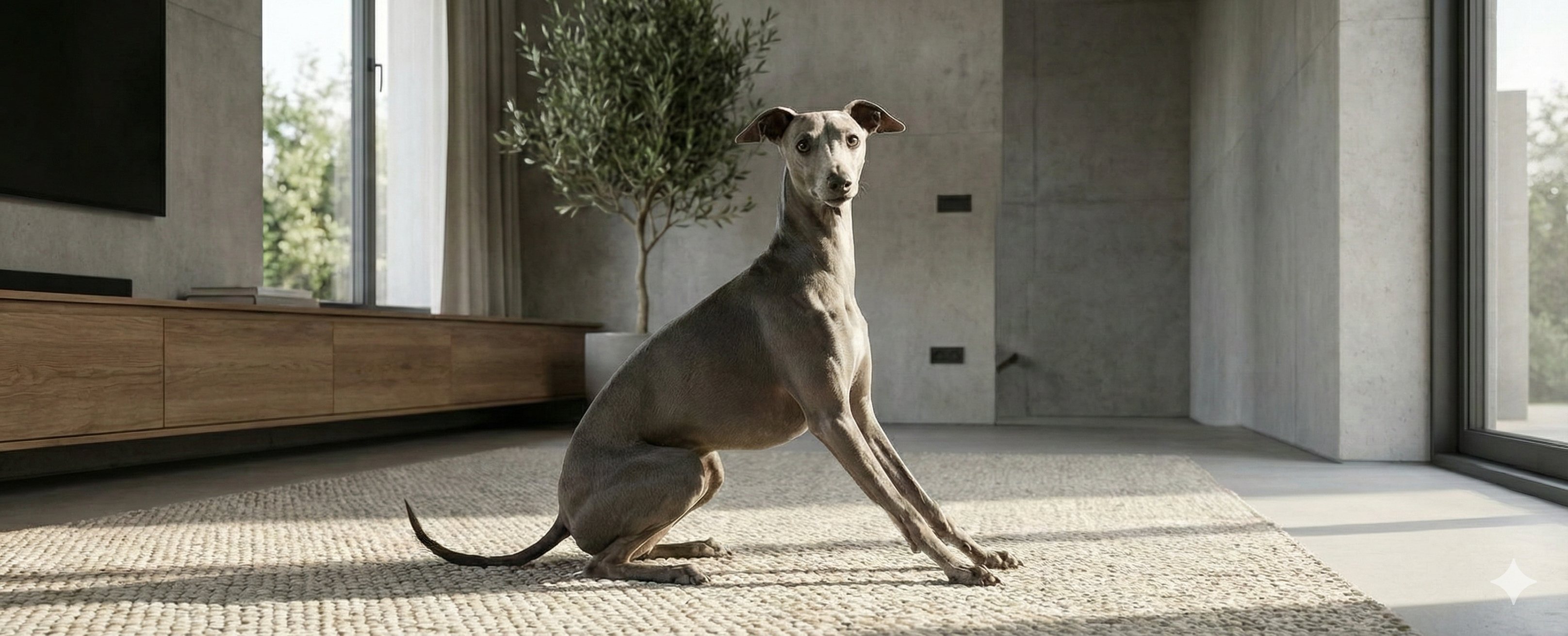 優雅に佇むイタリアングレーハウンド