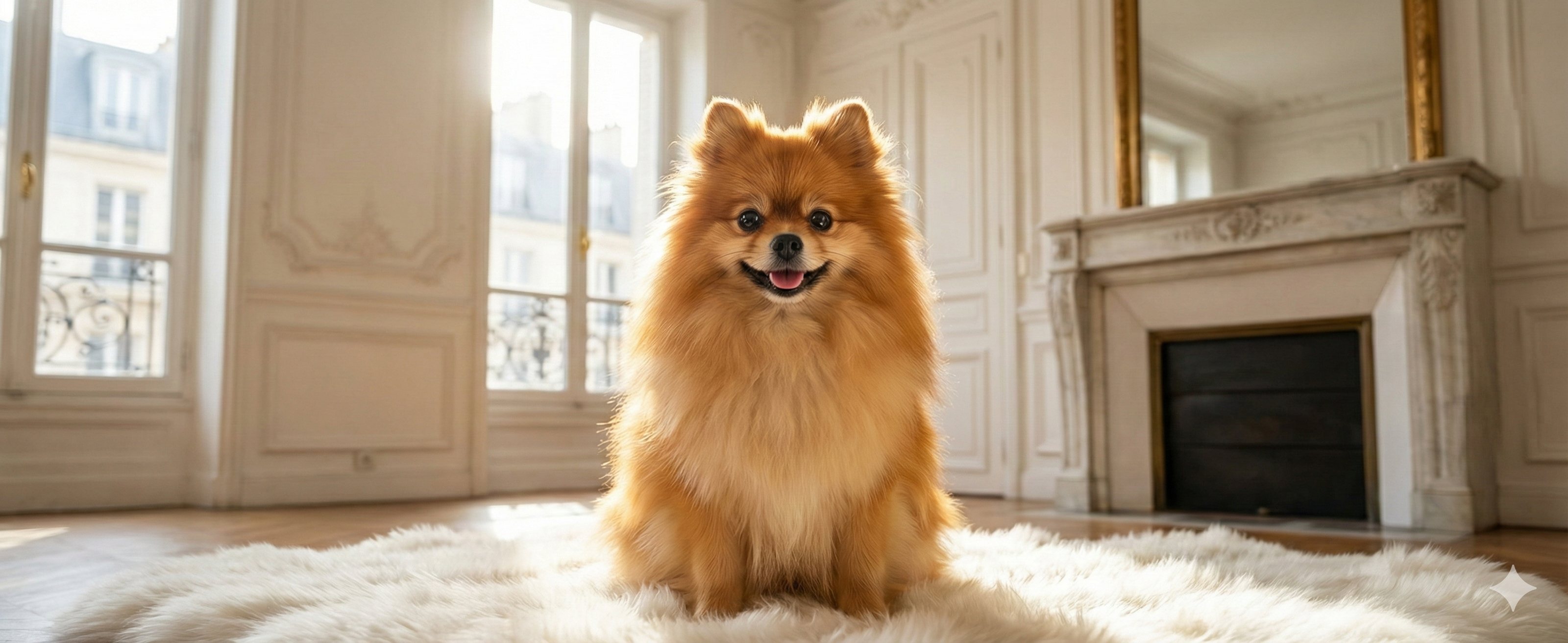 豪華な毛並みのポメラニアン